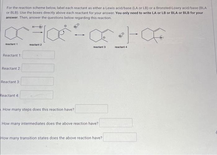 For the reaction scheme below, label each reactant as either a