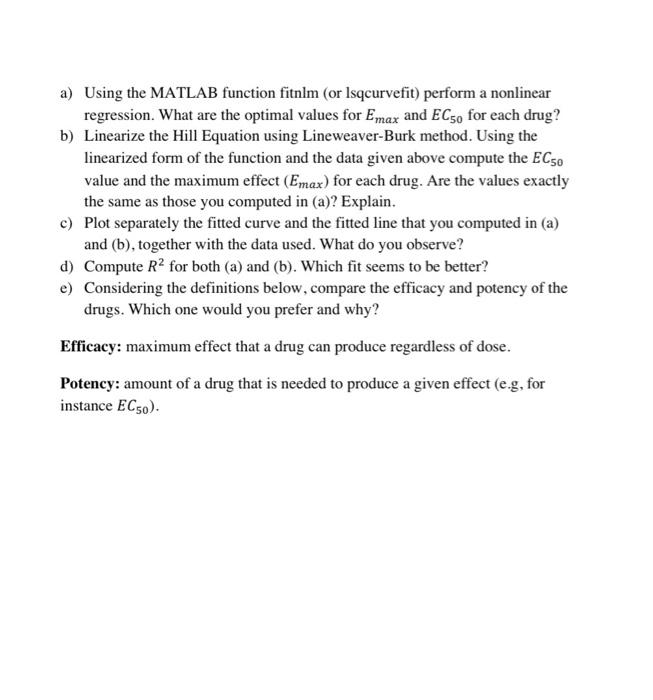 on homework. For each part below, please provide the MATLAB code you