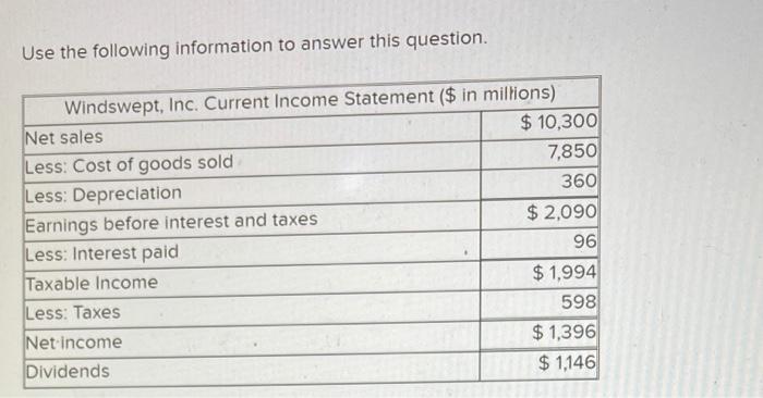  Use the following information to answer this question. Note that OCF