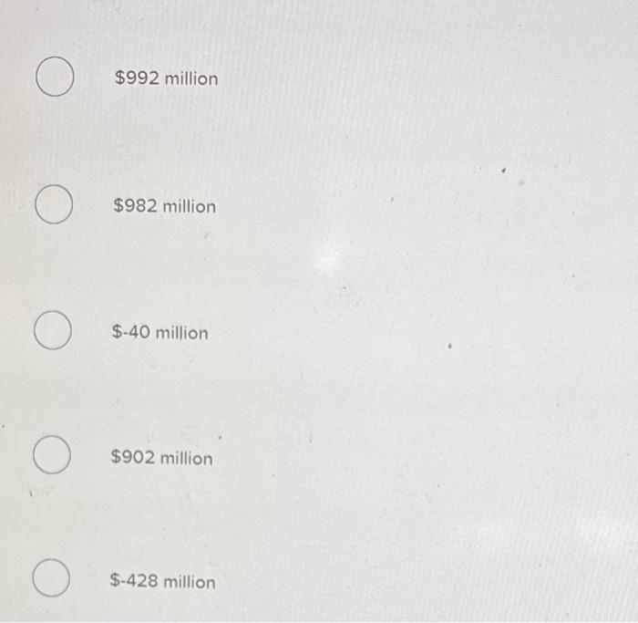 Cash Flow from Assets? $992 million $982 million \$-40 million $902 million