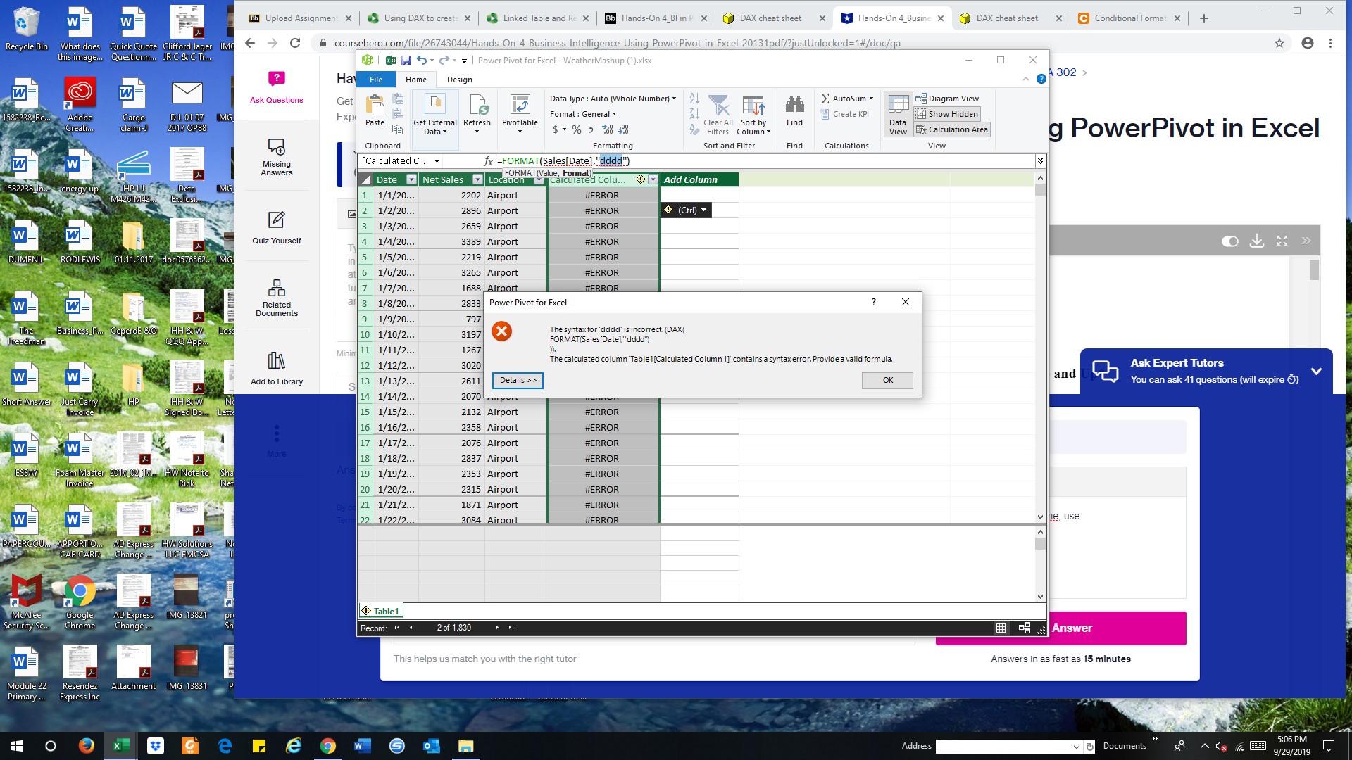 Hi, I am working on an assignment using PowerPivot in Excel and