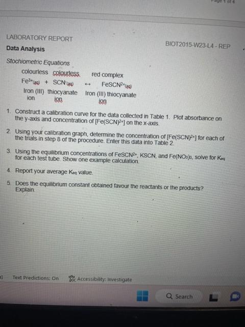 Table 1. Absorbance Values at 447 nm for Calibration Curve and concentration