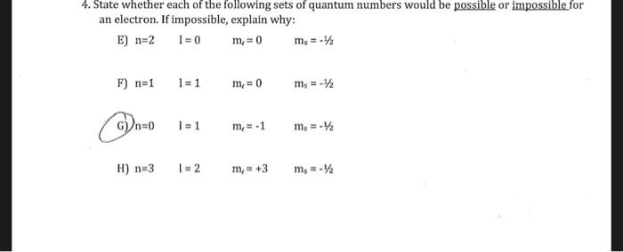  please help 4. State whether each of the following sets of