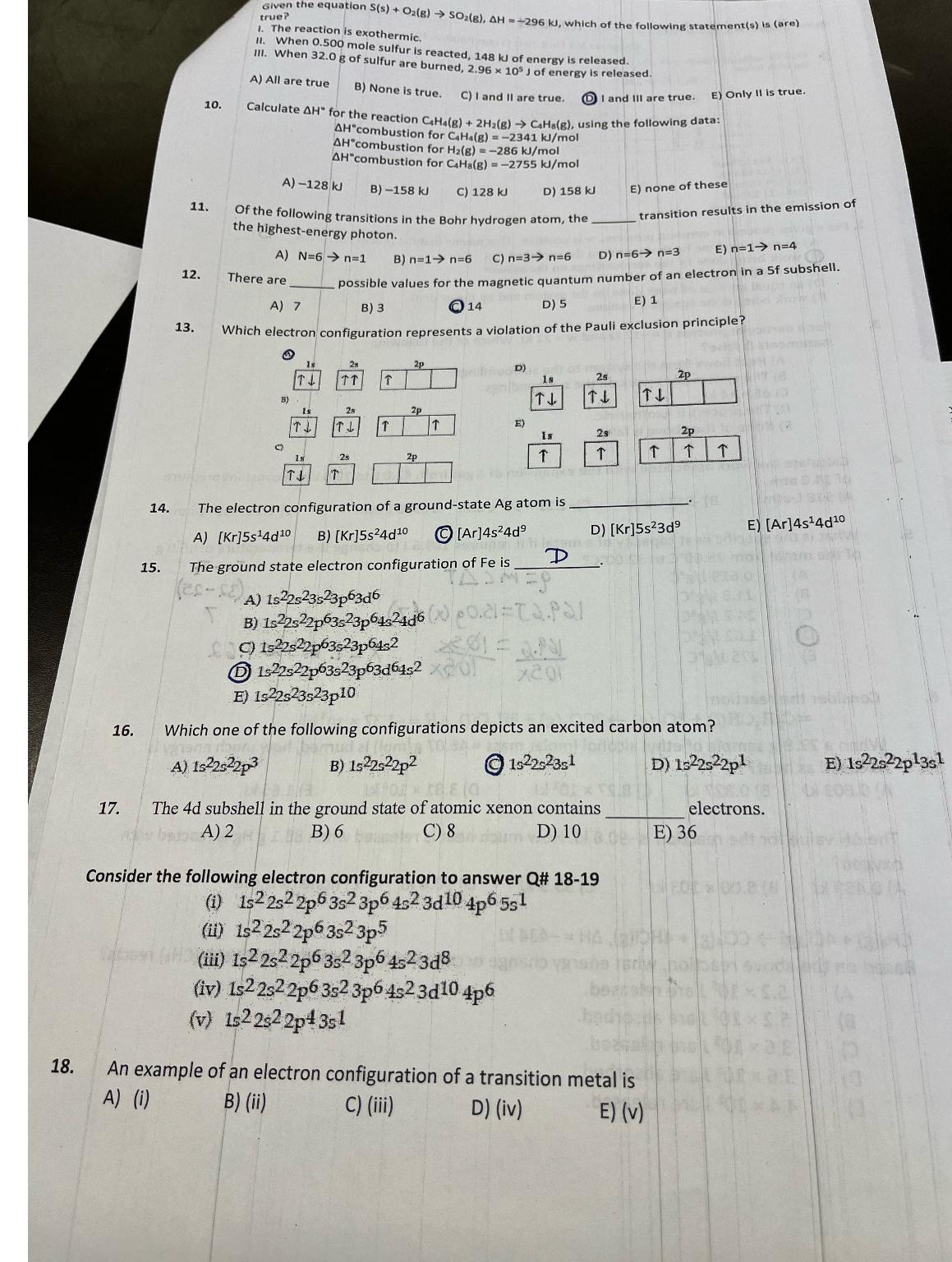  Given the equation S(s)+O2(g)SO2(g),H=-296kJ, which of the following statement(s) is (are)