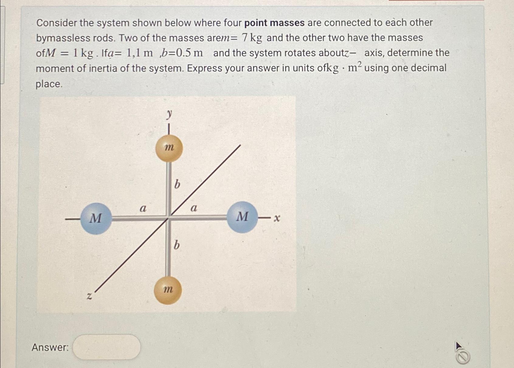  Consider the system shown below where four point masses are connected