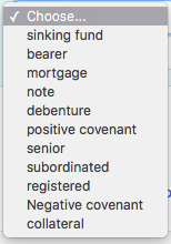 description of a bond feature, select the correct name for that feature