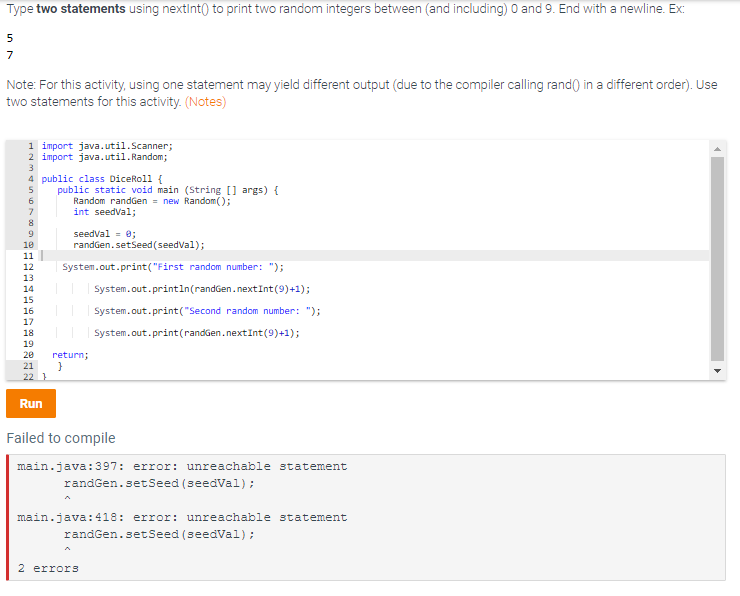 I need to know whats going wrong here. Please help. Type two
