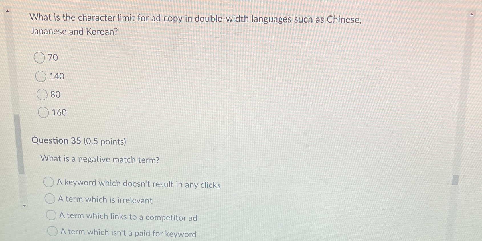  What is the character limit for ad copy in double-width languages