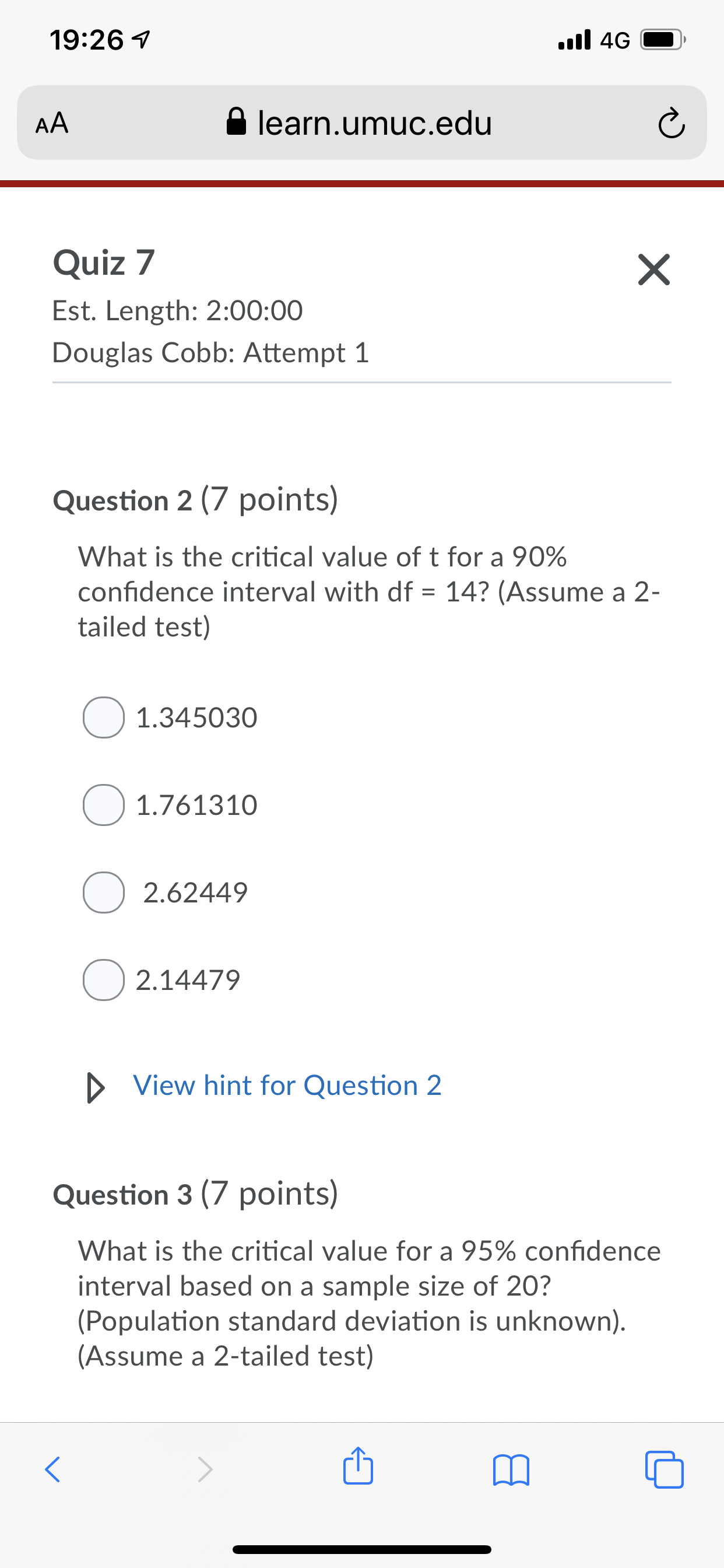 Please answer Question 2 I need help 19:26 7 .all 4G AA
