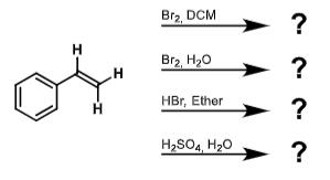 Write down the product you expect for each reaction (an arrow is