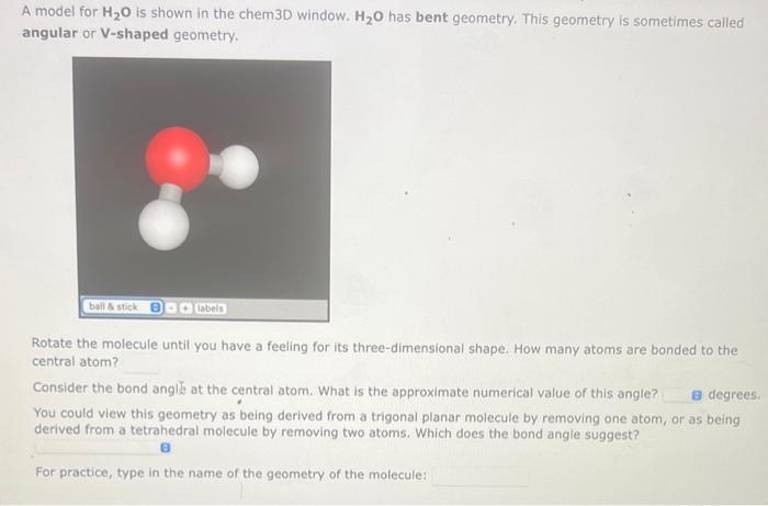 I am stuck on this problem A model for H2O is shown