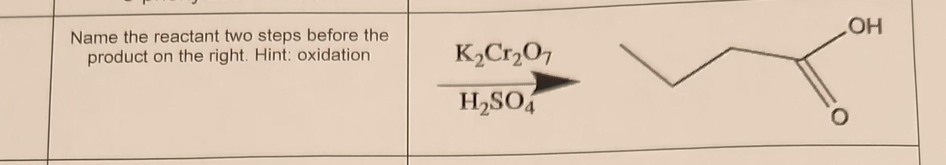 Name the reactant two steps before the product on the right.