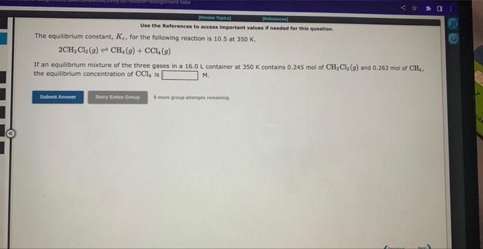 question. The equilibrium constant, Ke, for the following reaction is 0.0290 at
