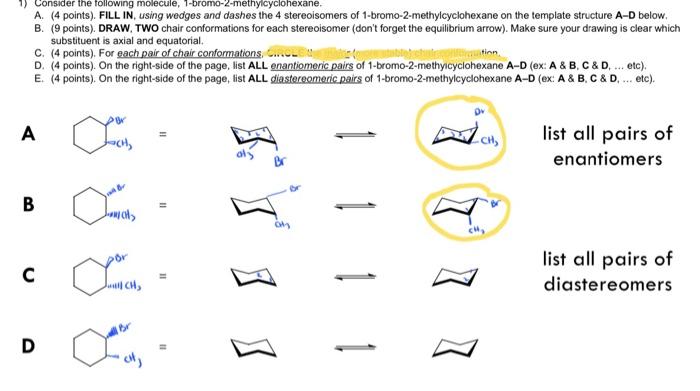  A. (4 points). FILL IN, using wedges and dashes the 4