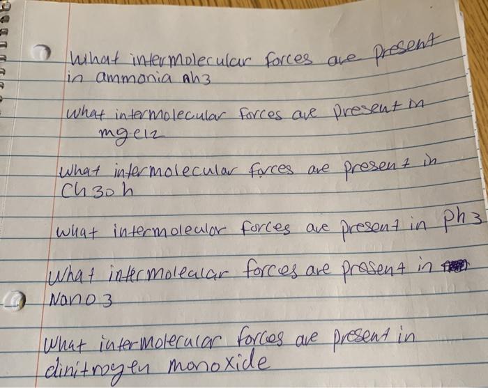  present what intermolecular forces are present in What intermolecular forces are