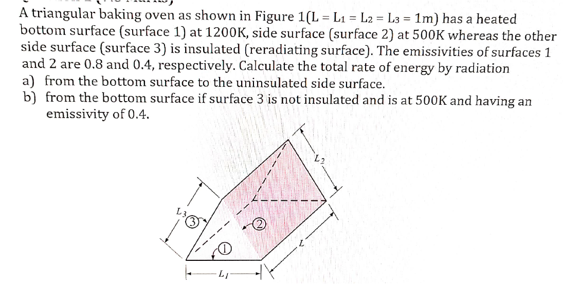 A triangular baking oven as shown in Figure 1(L = L1