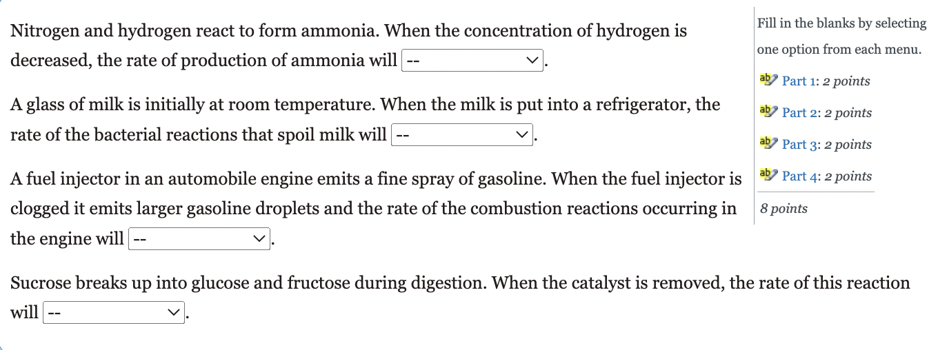  options are: increase, decrease, stay the same Nitrogen and hydrogen react