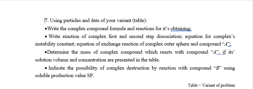  7. Using particles and data of your variant (table): - Write