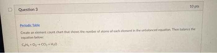  must be using this periodic table 10 pts Question 3 Periodic