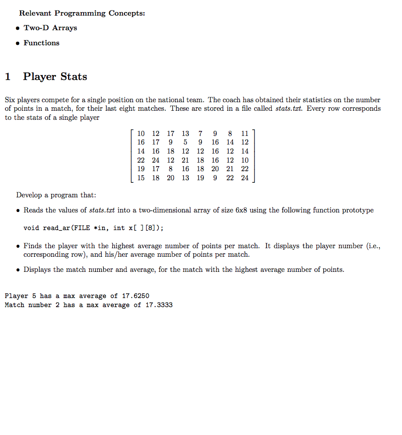 You are given a two-dimensional array of size 6x7 that contains 1's,