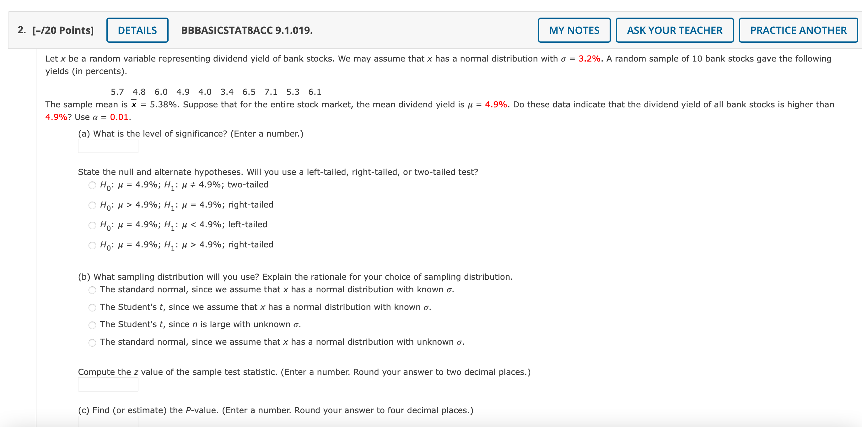  2. [-l20 Points] BBBASICSTATSACC 9.1.019. ASK YOUR TEACHER PRACTICE ANOTHER Letx