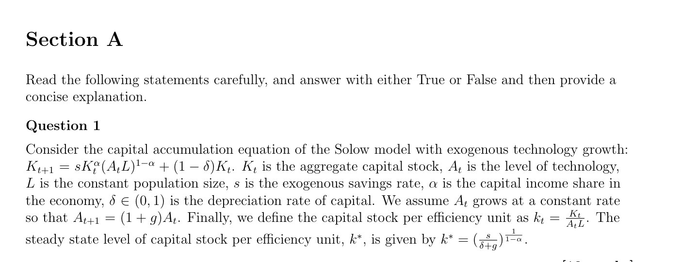  Section A Read the following statements carefully , and answer with