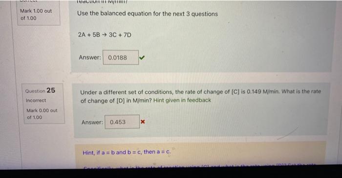 answer to number 25 please Use the balanced equation for the next