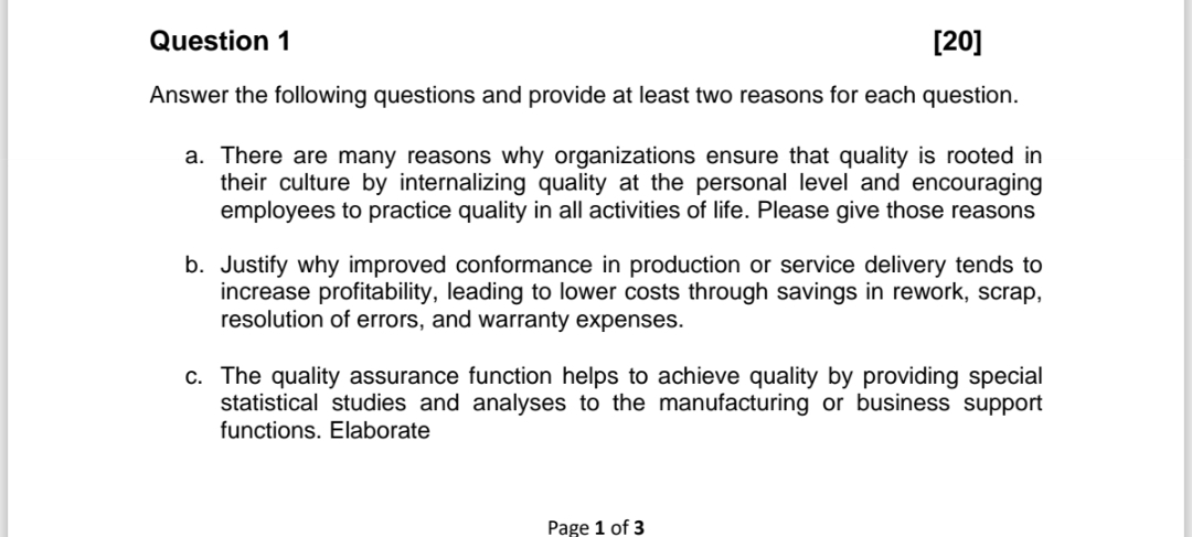  Question 1 [20] Answer the following questions and provide at least