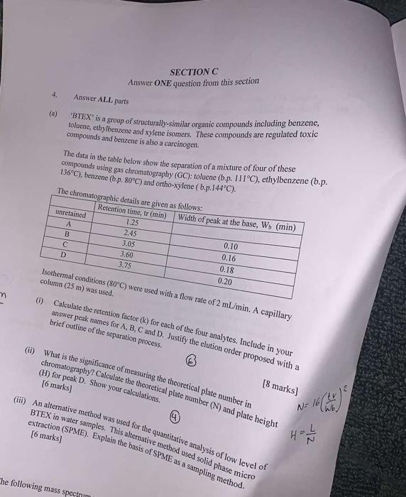 can someone please do this full question out 4. Answer ALL parts