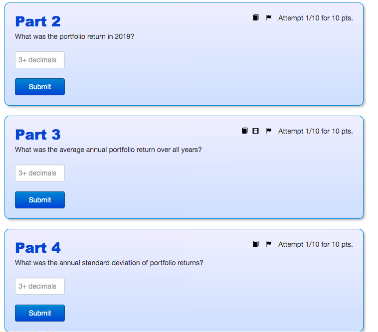 the historical rates of return (including dividends) for two stocks: Year Stock