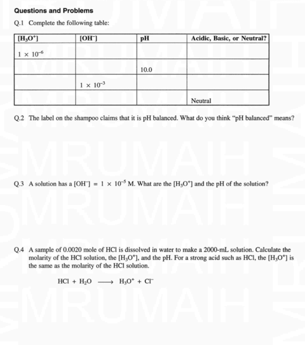 If anyone can help complete this lab Questions and Problems Q.1 Complete