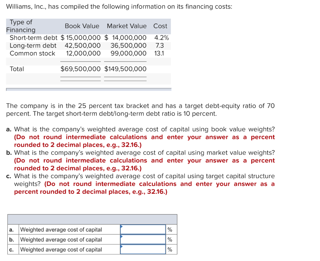  Which is the correct WACC to use for project evaluation? Target