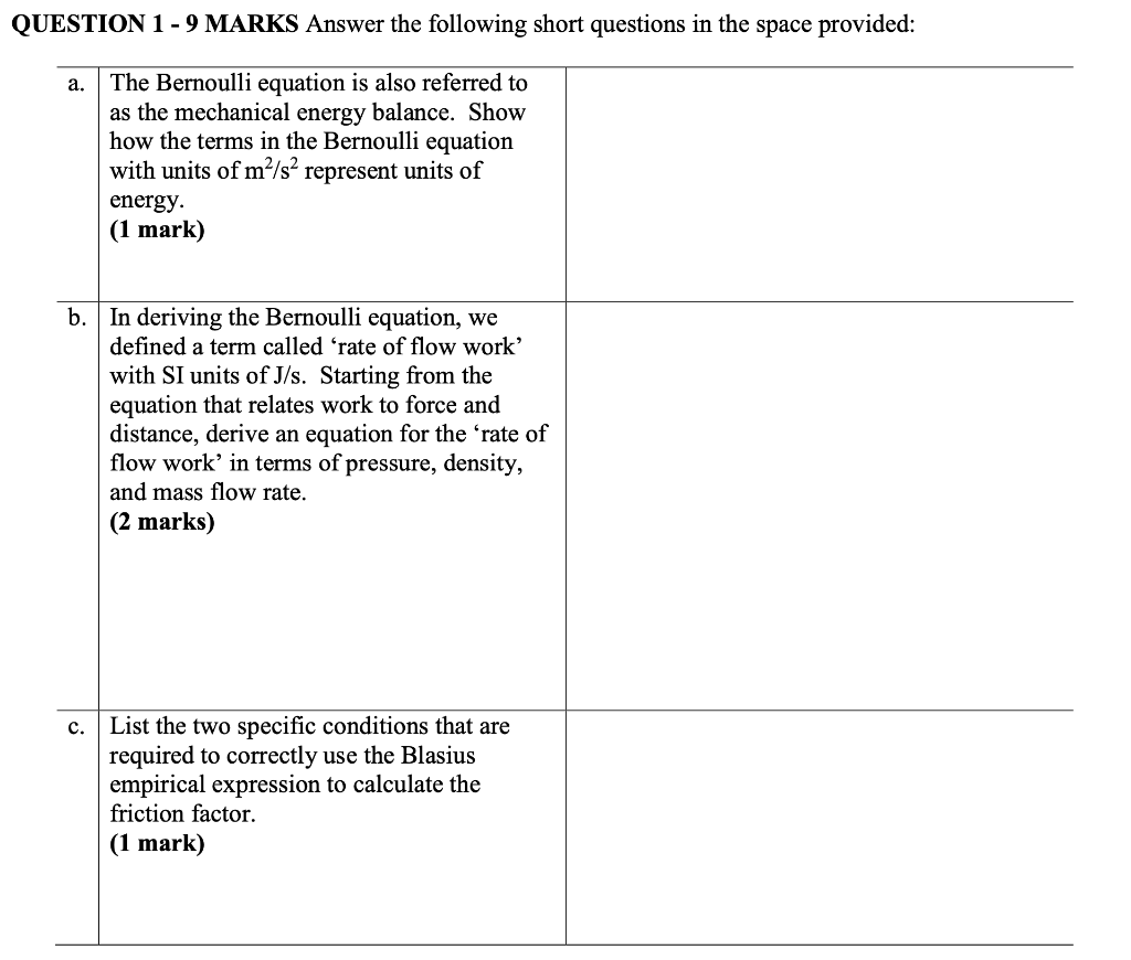  QUESTION 1 - 9 MARKS Answer the following short questions in