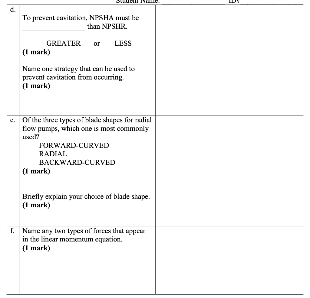 the space provided: a. The Bernoulli equation is also referred to as
