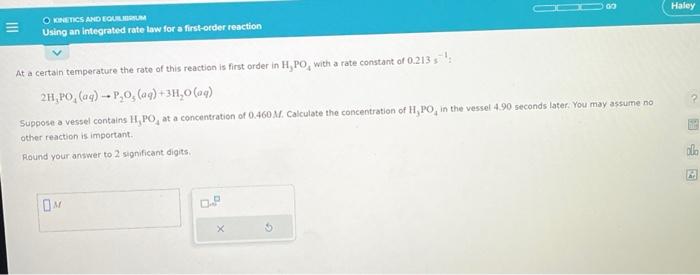 using an integrated rate law At a certain temperature the rate of