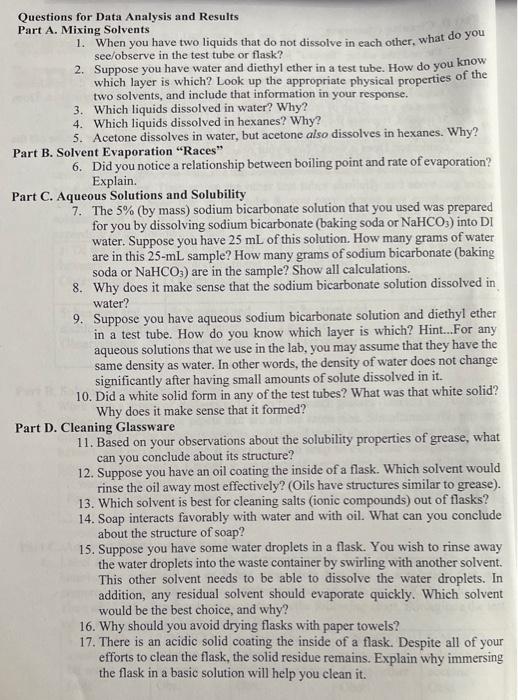 please answer all the questions. Questions for Data Analysis and Results Part