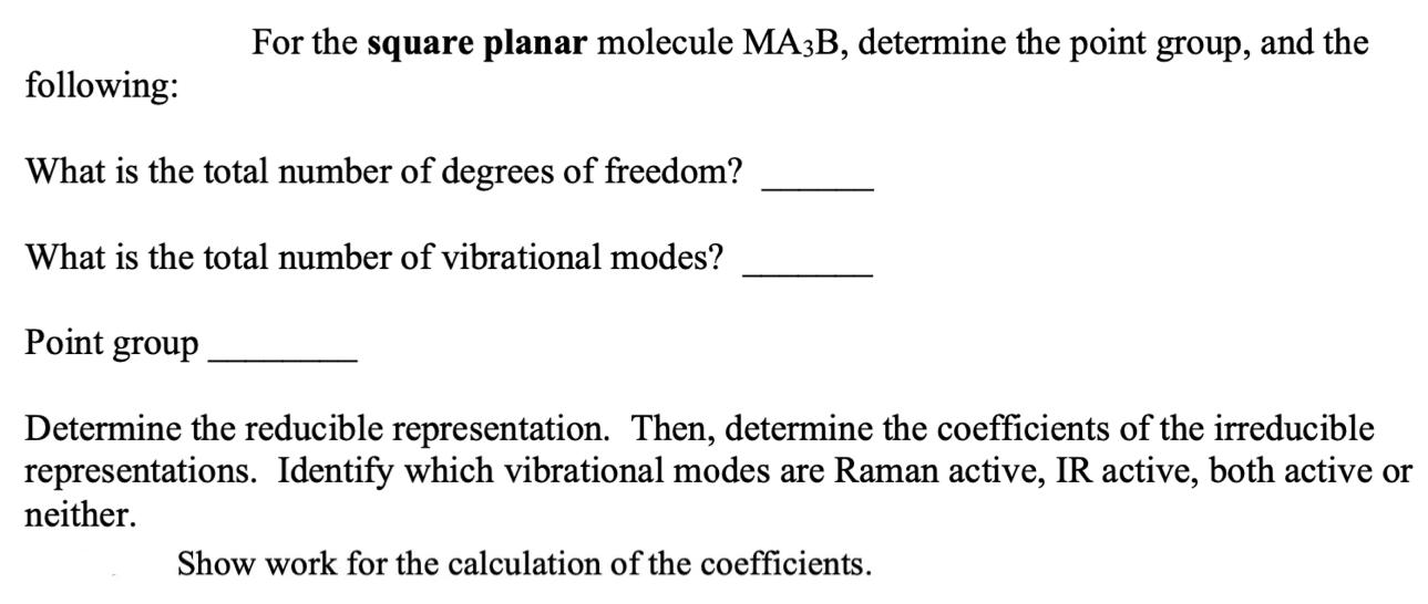 please help me solve and understand this question. For the square planar