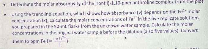 Fe?', 1.00x10? M Fe2+ in water Water sample containing unknown concentration of