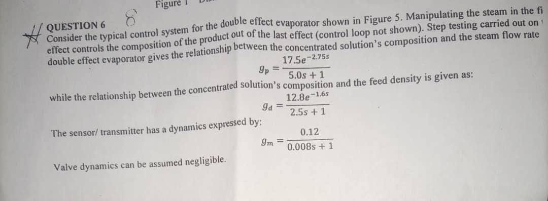 Figure Consider the typical control system for the double effect evaporator