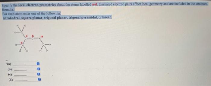 specify in the local electron geometry is about the items labeled ID