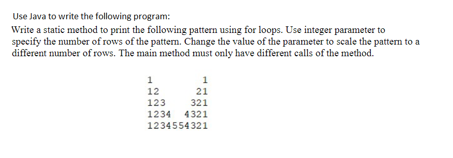  Use Java to write the following program: Write a static method