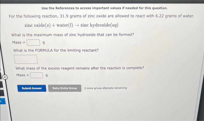  Use the References to access important values if needed for this