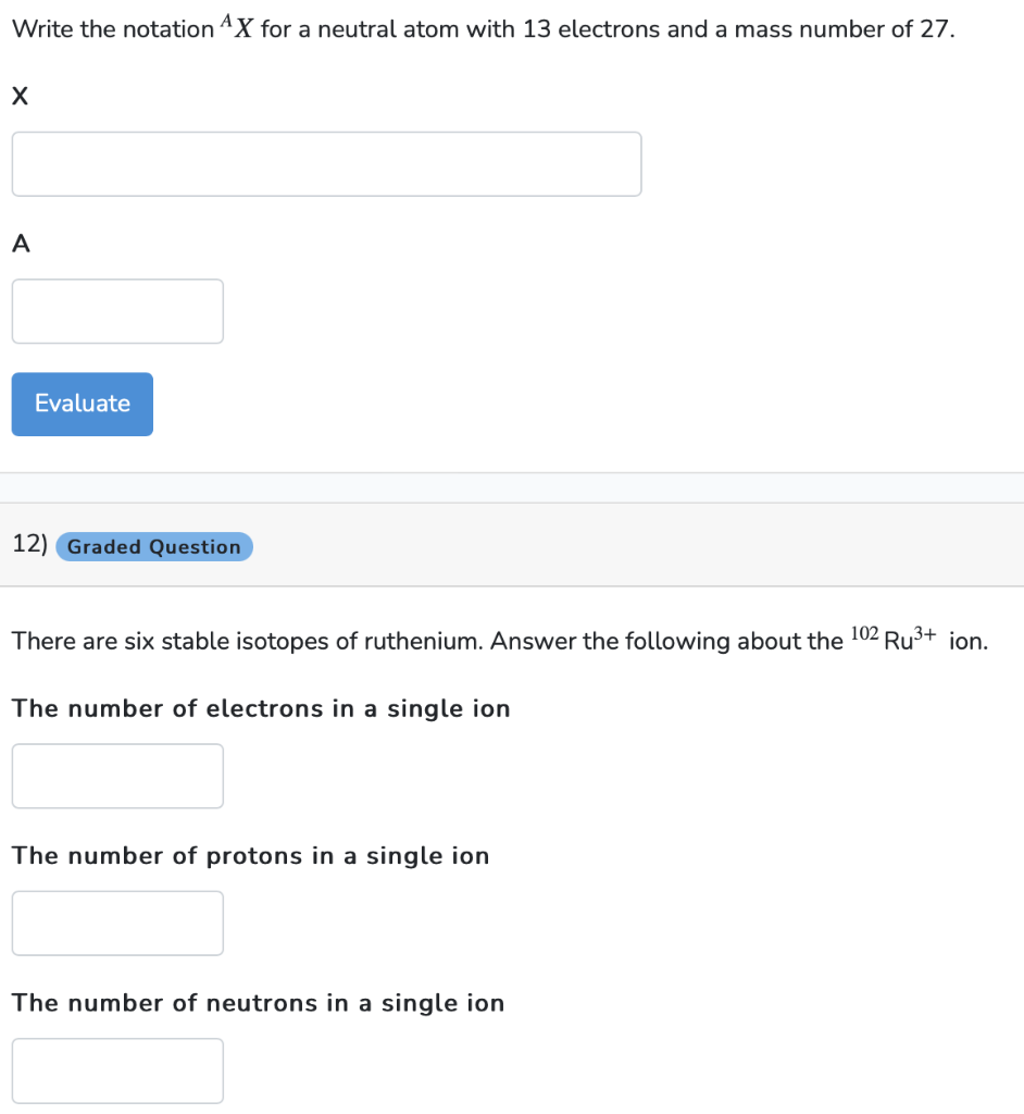 Can someone please help me with these problems? 1. How many protons,