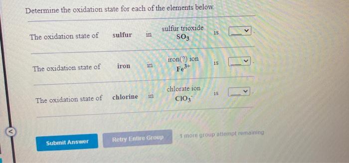 oxidation state of 15 sulfur in sulfur trioxide SO3 The oxidation state
