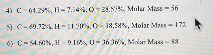 molar mass to determine the chemical formula (show your work) c) determine