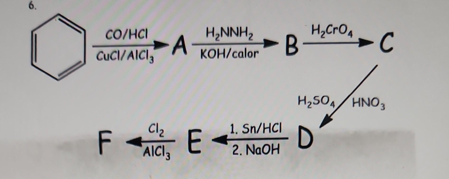 predict product a b c d e and f please FACl3Cl2E