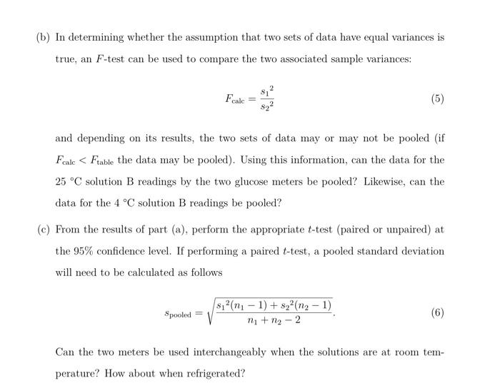for two solutions at room temperature and one after being stored in