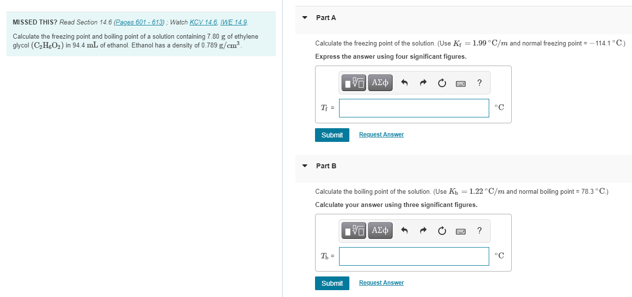 Part A MISSED THIS? Read Section 14.6 (Pages 601 - 613);