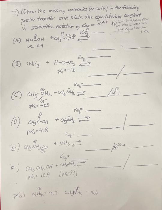 please help 7) a) Draw the missing molecules (or sults) in the