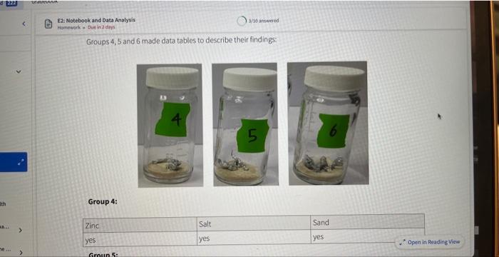 ways. Groups 1,2 and 3 used verbal language to describe their findings: